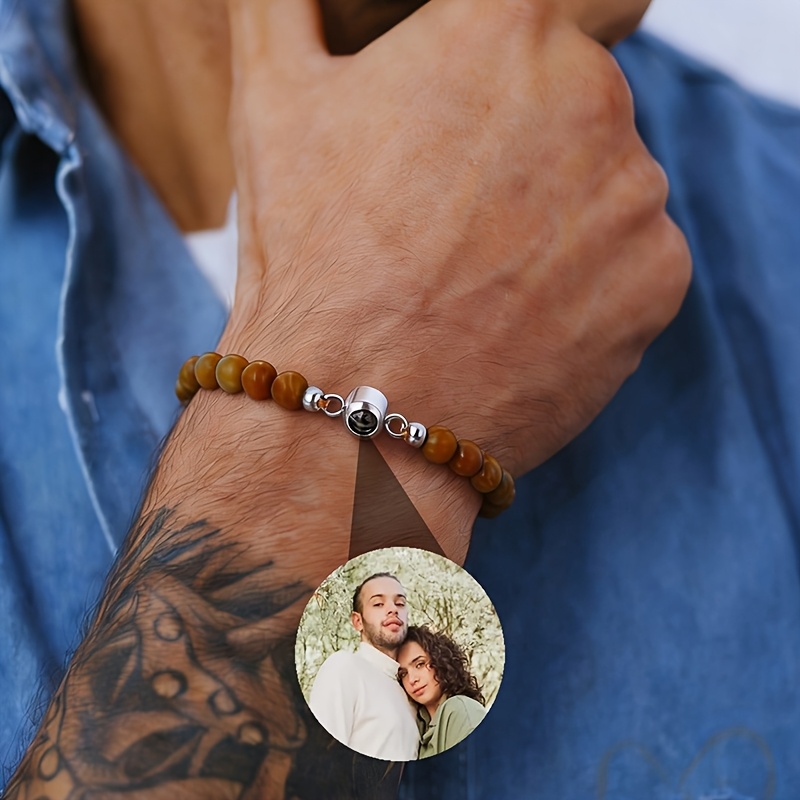 Custom Photo Bracelet, Personalized Adjustable Beaded Bracelet